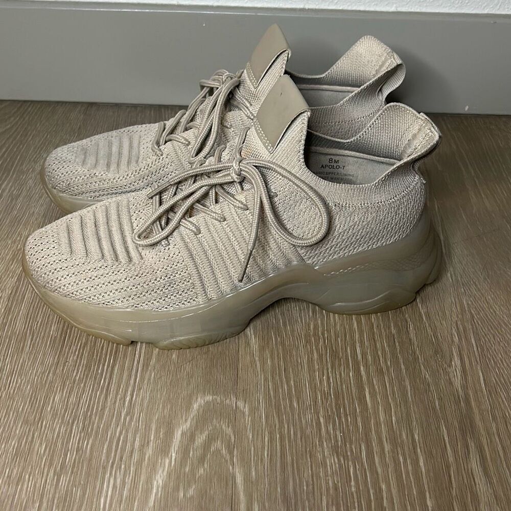 Cushionaire Women’s Size 8 Apolo Knit Sneakers Tan Comfort Shoes Memory Foam